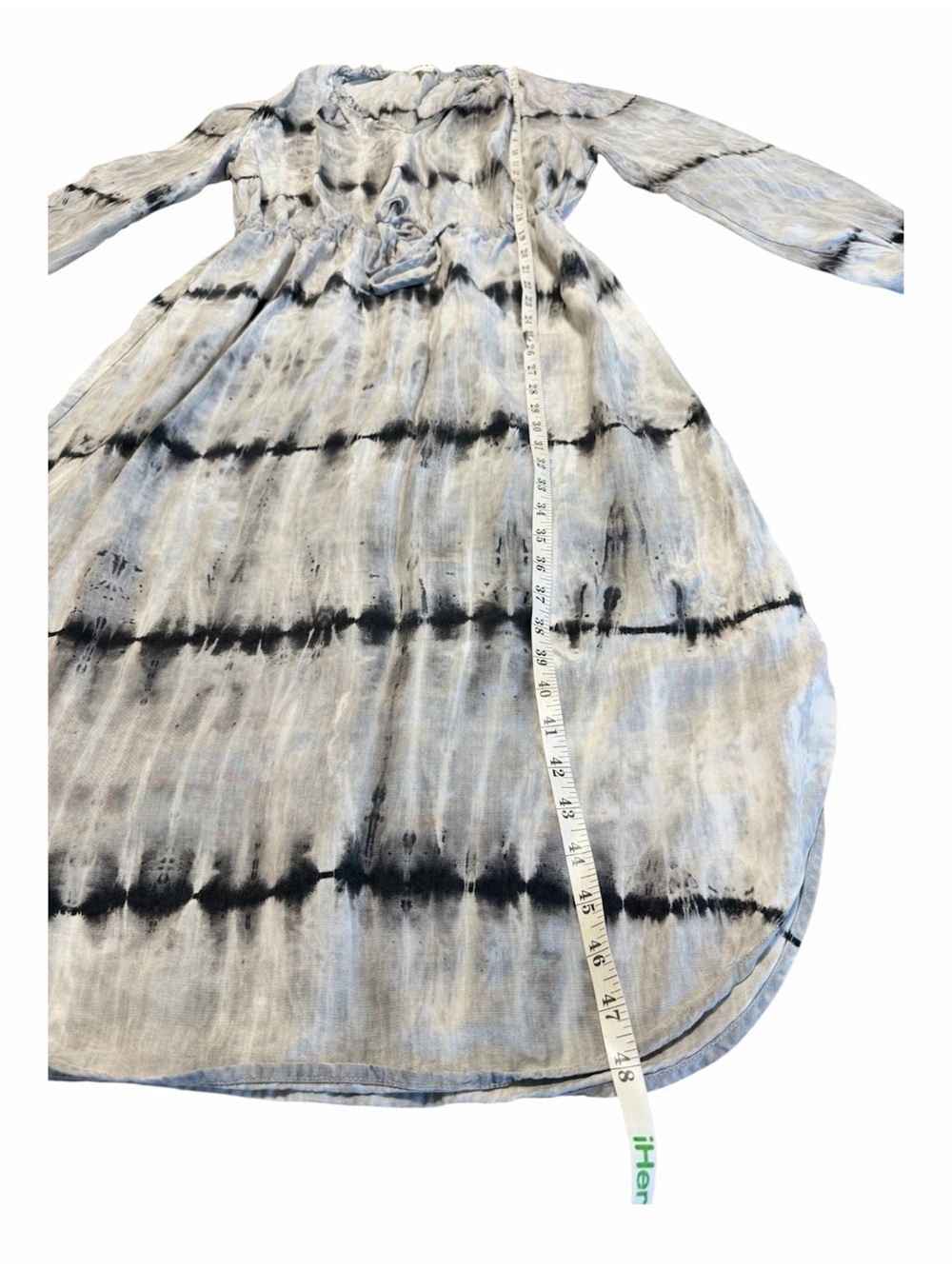 Cloth & Stone Anthropologie Midi Dress Grey Tie Dye Tencel XL Drawstring Ruffle - Picture 6 of 12